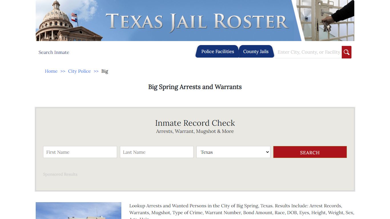 Big Spring Arrests and Warrants | Jail Roster Search